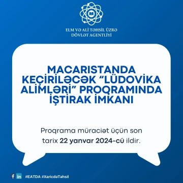 Macarıstanın Dövlət Xidmətləri Universiteti Lüdovika Alimləri Proqramına qəbulu açıq elan edir