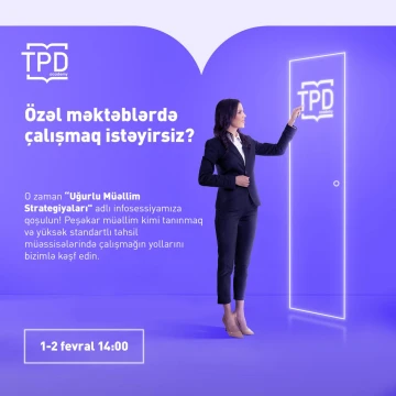 “Uğurlu Müəllim Strategiyaları” adlı ÖDƏNİŞSİZ  info sessiya keçiriləcək