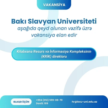 Kitabxana Resurs və İnformasiya Kompleksinin (KRİK) direktoru vakansiyası