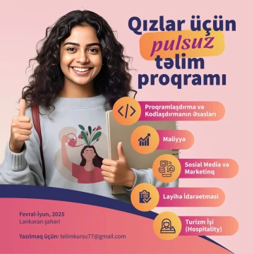 Qızlar üçün pulsuz təlim kursları təşkil olunacaq (Lənkəran)