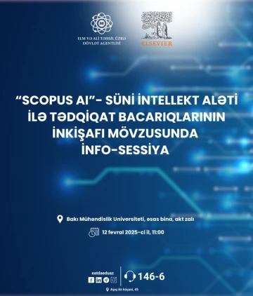 “SCOPUS AI - Süni intellekt aləti ilə tədqiqat bacarıqlarının inkişafı” mövzusunda info-sessiya keçiriləcək