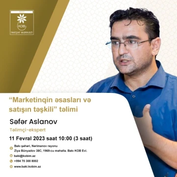 "Marketinqin əsasları və satışın təşkili" mövzusunda maarifləndirici təlim keçiriləcək