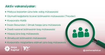 PAŞA Kapital İnvestisiya Şirkəti QSC -də vakansiyalar