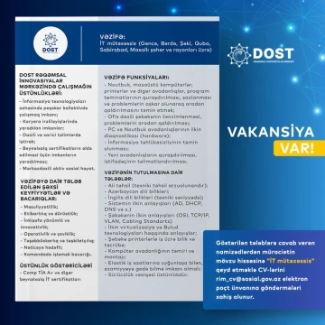 DOST RİM-də yeni vakansiya!