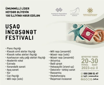 Ümummilli lider Heydər Əliyevin 100 illik yubileyinə həsr olunan Birinci Uşaq İncəsənət Festivalı keçiriləcək