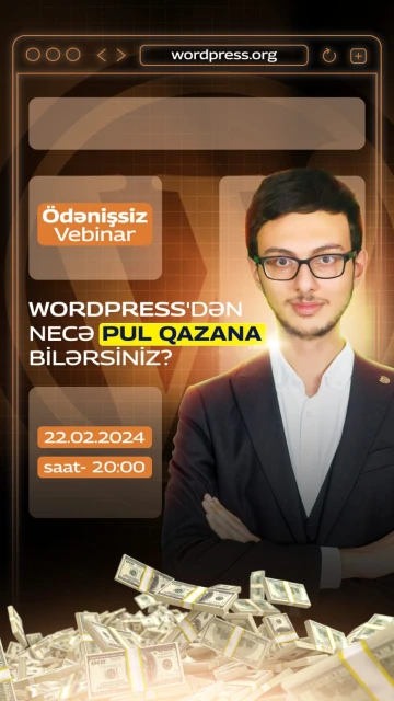"Wordpress'dən necə pul qazana bilərsiniz?" haqqında pulsuz və hədiyyəli vebinar