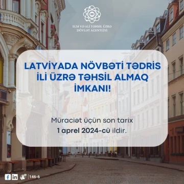 Latviyada HTP çərçivəsində növbəti tədris ilində təqaüdlə təhsil imkanı!