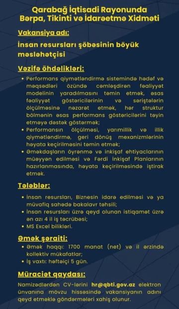 İR mütəxəssisi vakansiyası