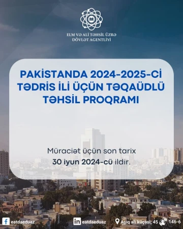 Pakistanda təqaüdlə təhsil imkanı