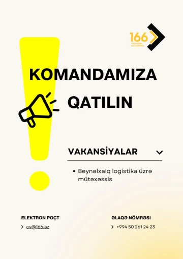 Beynəlxalq satınalma üzrə kiçik mütəxəssis tələb olunur