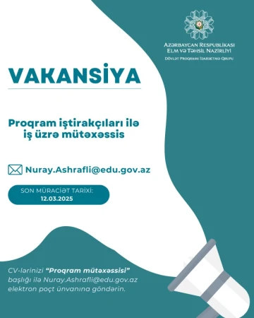 Dövlət Proqramı İdarəetmə Qrupu vakansiya elan edir