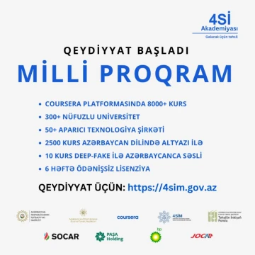 “4Sİ Akademiyası” ilə “Coursera” platformasında "Milli Proqram"a qoşulun!
