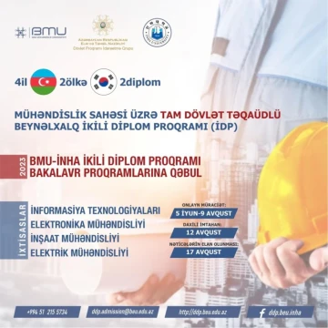 BMU-İNHA ikili diplom proqramına 2023/2024-cü tədris ili üçün sənəd qəbulunun tarixləri açıqlandı