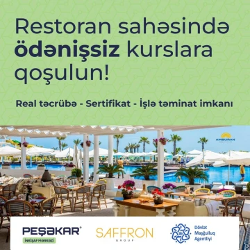 TAM ÖDƏNİŞSİZ kurslara qoşulun, SERTİFİKAT və İŞLƏ TƏMİNAT imkanı əldə edin!