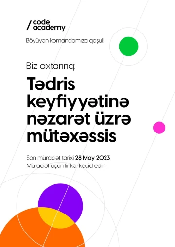 Tədris keyfiyyətinə nəzarət üzrə mütəxəssis vakansiyası