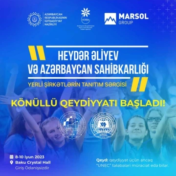 "Heydər Əliyev və Azərbaycan sahibkarlığı" mövzusunda yerli şirkətlərin tanıtım sərgisində iştirak etmək üçün könüllü qeydiyyatı!