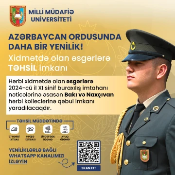 Xidmətdə olan əsgərlərə Təhsil imkanı