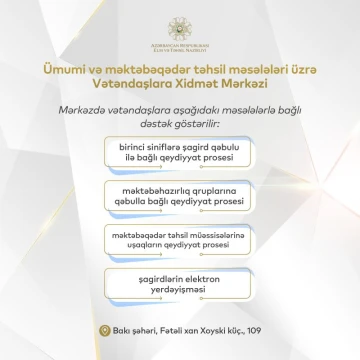 Nazirliyin yeni Vətəndaşlara Xidmət Mərkəzi fəaliyyətə başlayır