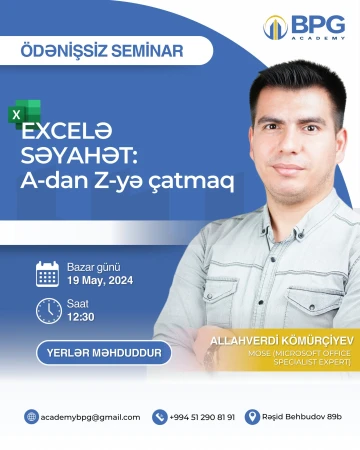"Excelə Səyahət: A-dan Z-yə çatmaq" adlı pulsuz seminar keçiriləcək