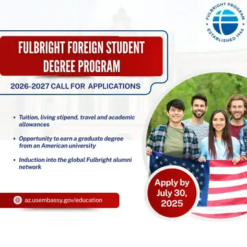 Fulbright Xarici Tələbə Proqramına müraciətlər artıq açıqdır