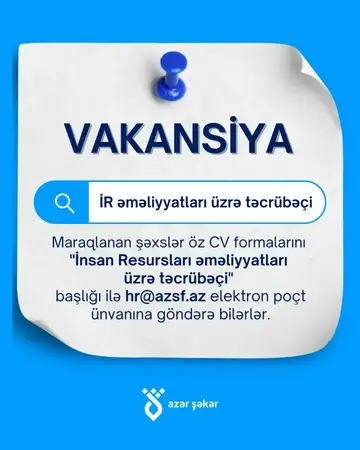 İnsan Resursları Əməliyyatları üzrə Təcrübəçi vakansiyası