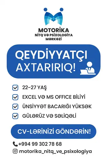  Qeydiyyatçı (Receptionist) Vakansiyası