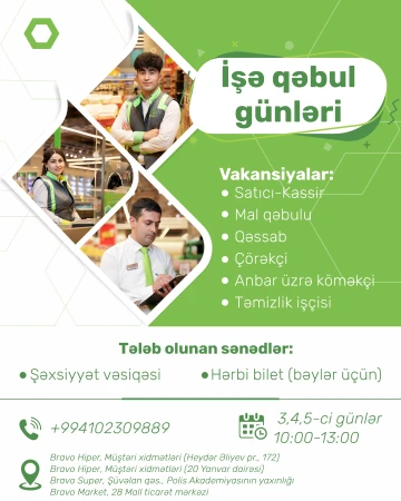 Bravo “İşə qəbul günləri" elan edir!