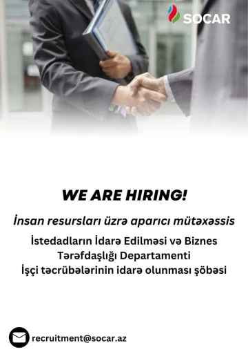 İnsan resursları üzrə aparıcı mütəxəssis vakansiyası