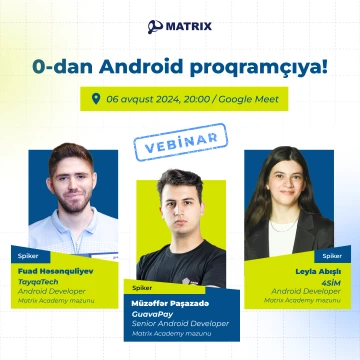 “0-dan Android proqramçıya!” adlı online ödənişsiz vebinarı keçiriləcək