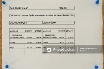 Yeni məktəbli formalarının qiymətləri müəyyənləşib və satışına başlanılıb
