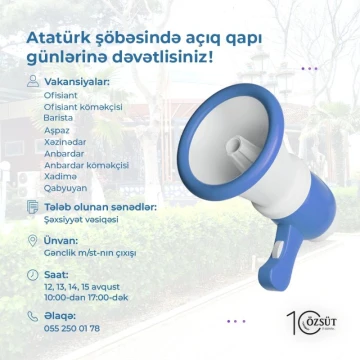 Atatürk şöbəsində açıq qapı günləri keçiriləcək