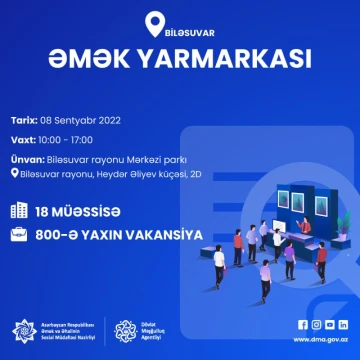 Biləsuvar rayonu Mərkəzi parkında Əmək Yarmarkası keçiriləcək