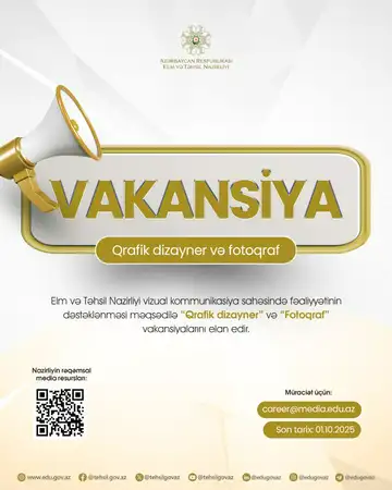 Elm və Təhsil Nazirliyi vakansiya elan edir  