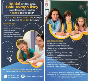 İbtidai siniflər üzrə Bakı Avropa lisey müəllimi tərəfindən hazırlıq təşkil edilir