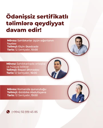 Sahibkar və sahibkar olmaq istəyənlərin diqqətinə!