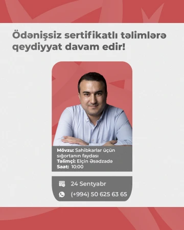 Biznesdə Sığorta prosesinin tənzimlənməsi  ödənişsiz təlimi