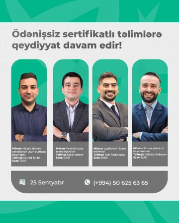 Sahibkarlar və sahibkarlığa marağı olanlar üçün fürsət!