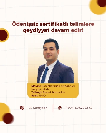 Ödənişsiz və sertifikatlı Biznes təlimləri davam edir