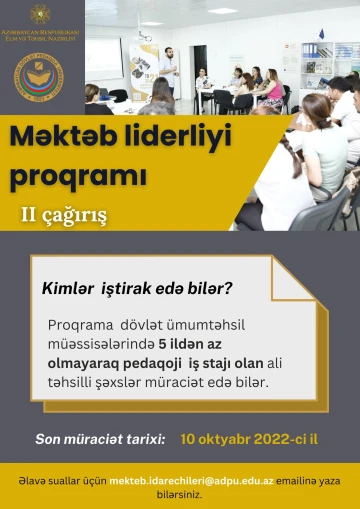 “Məktəb Liderliyi Proqramı"na (MLP) yenidən start verilir