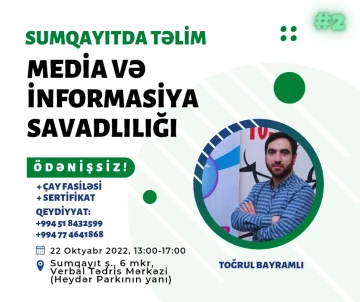 Sumqayıtda “Media və informasiya savadlılığı” mövzusunda növbəti ödənişsiz təlim keçiriləcək