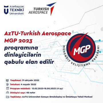 “AzTU-Turkish Aerospace, MGP 2023” proqramı ( AzTU tələbələri üçün ödənişsizdir)