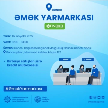 Gəncə-Daşkəsən və Abşeron-Xızı Regional Məşğulluq filialının dəstəyi ilə əmək yarmarkası keçiriləcək