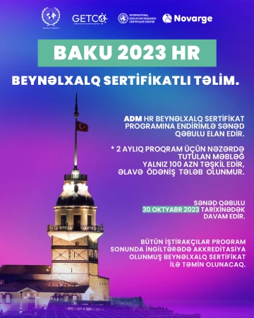 HR (İnsan Resurslarının İdarə Edilməsi) Beynəlxalq sertifikat proqramına sənəd qəbulu elan edir