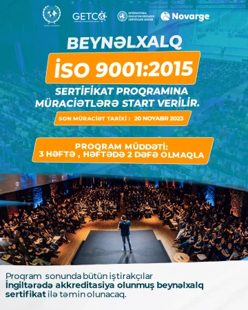 ADM ISO 9001:2015 Beynəlxalq Sertifikat Proqramını endirimlə təklif edir