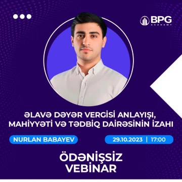 Ödənişsiz "ƏDV anlayışı və tətbiq dairəsinin izahı" adlı seminarı