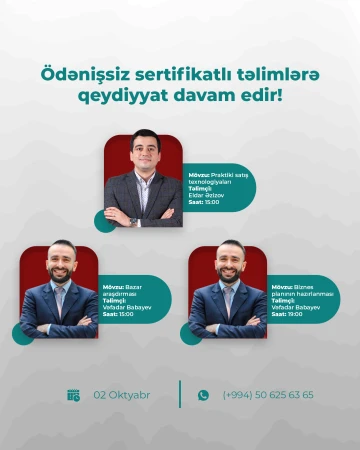 Biznesyönümlü ödənişsiz təlimlərin təşkili davam edir