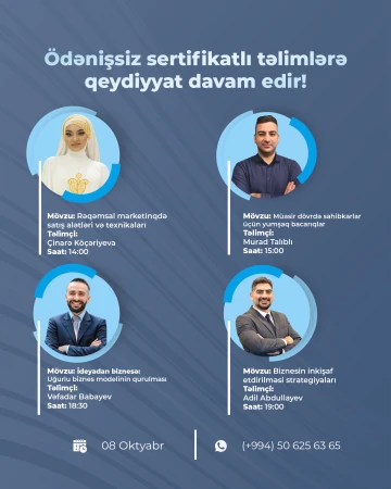 Ödənişsiz Biznes təlimlərinin təşkili davam edir!