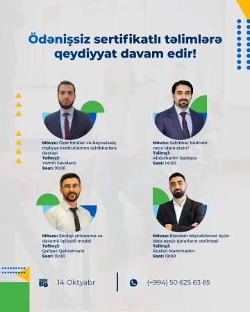 Biznes bilik və bacarıqlarınızı inkişaf etdirəcəyiniz ödənişsiz təlimlər