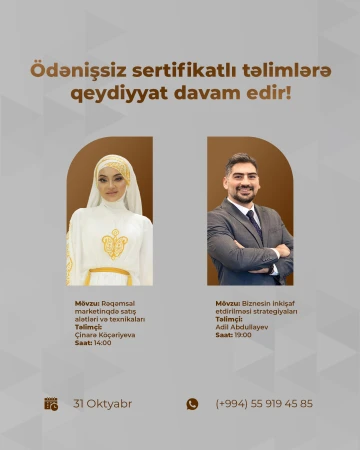Biznesyönümlü ödənişsiz təlimlərimiz davam edir!