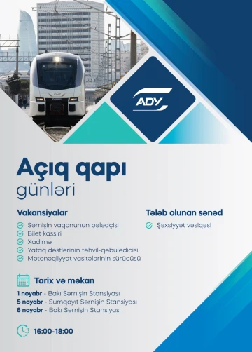 Karyerasını “Azərbaycan Dəmir Yolları” QSC-də qurmaq istəyən namizədlərin nəzərinə!